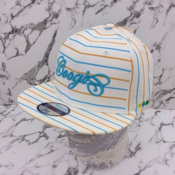 Men’s Coogi White Embroidered Striped Cap NWT - Picture 7 of 8